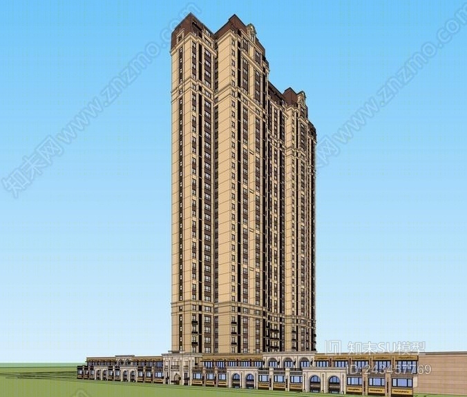 法式高层住宅SU模型下载【ID:243457769】