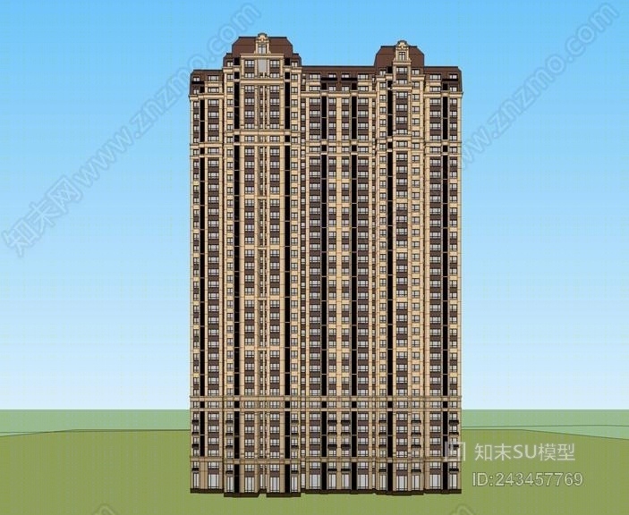 法式高层住宅SU模型下载【ID:243457769】