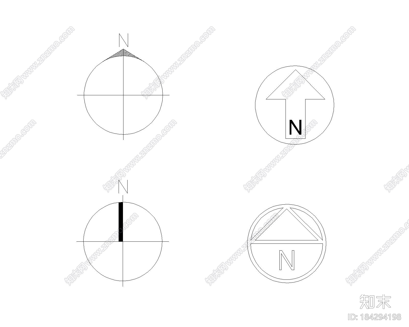 指北针（15）cad施工图下载【ID:184294198】