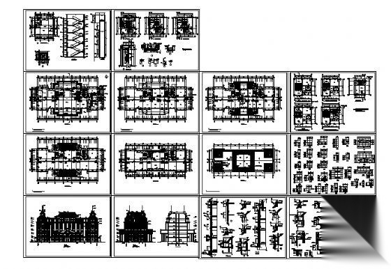 某六层欧式办公楼建筑施工图cad施工图下载【ID:151396124】