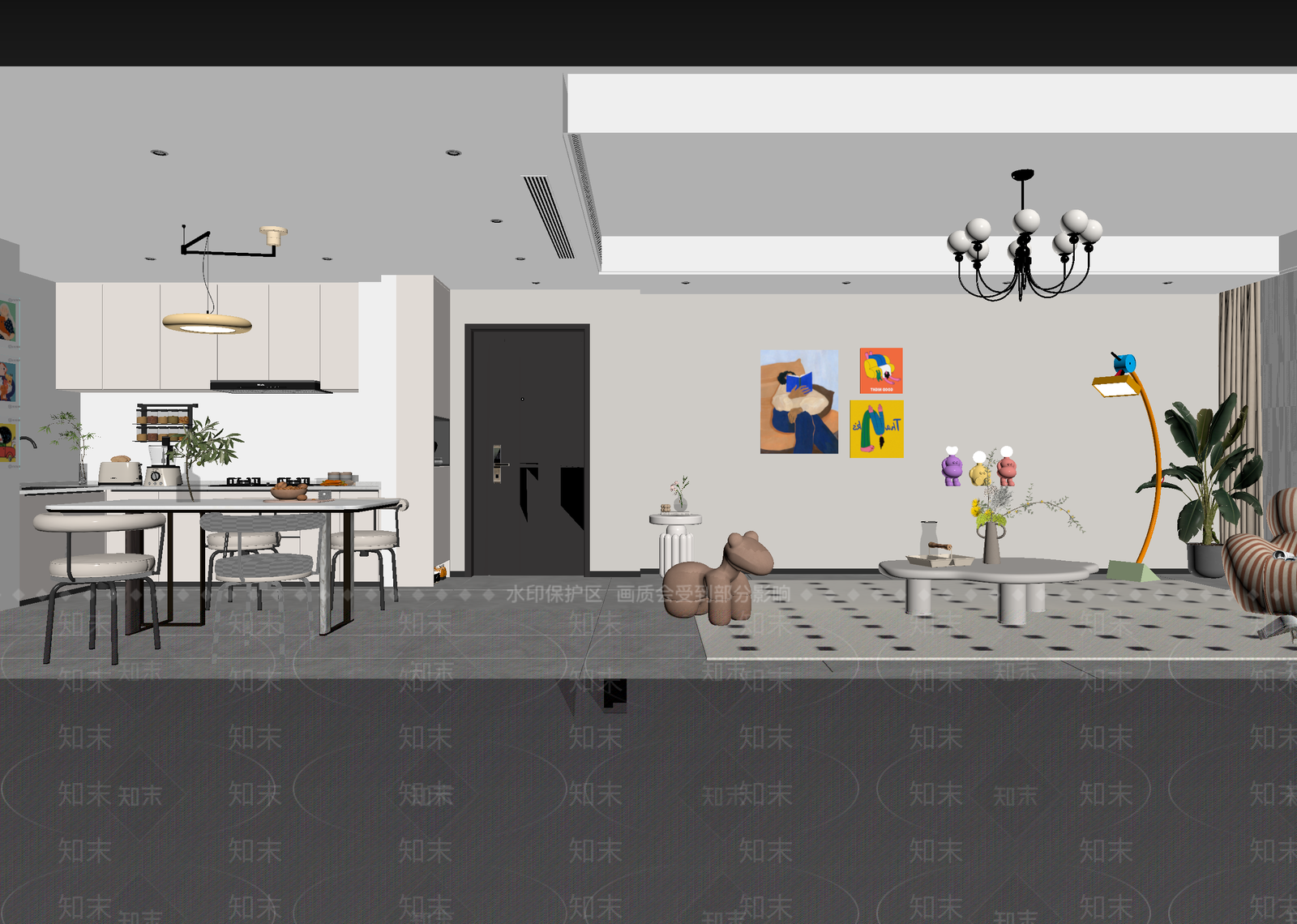 现代客餐厅3D模型下载【ID:1215085407】