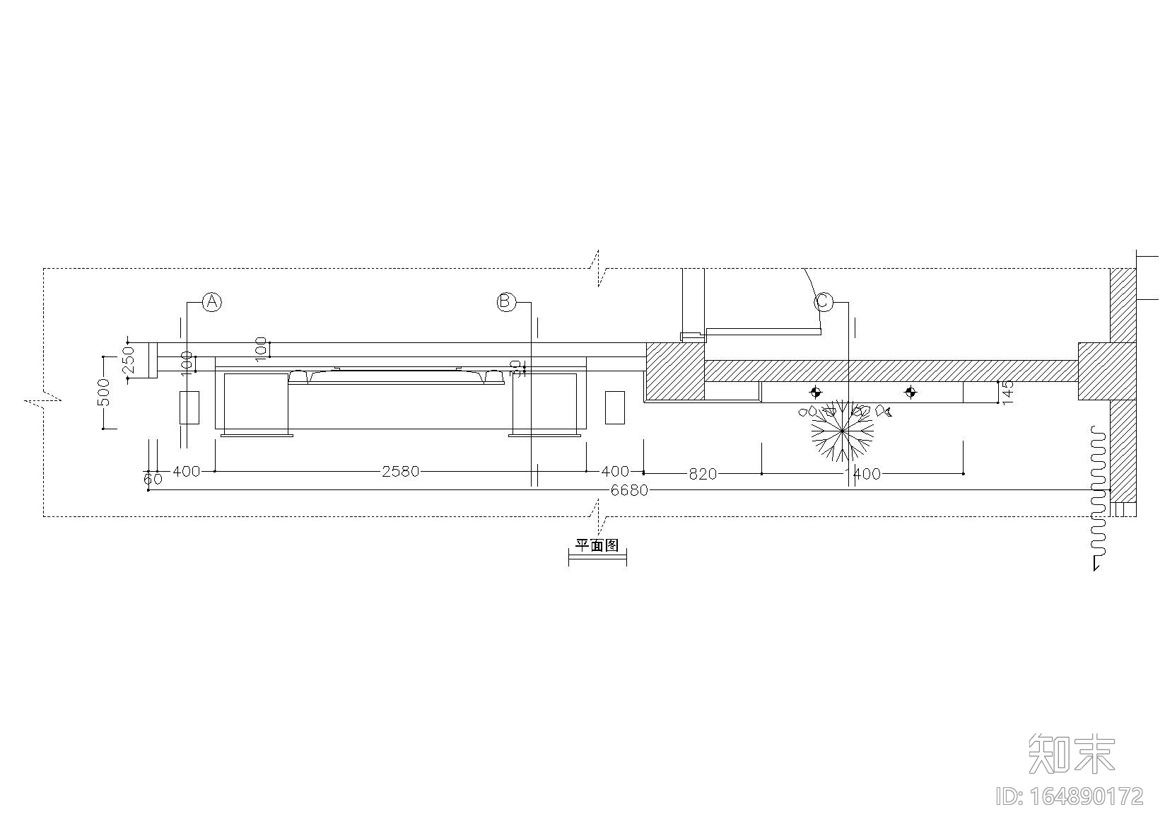 地中海客厅立面及电视背景墙节点大样详图cad施工图下载【ID:164890172】