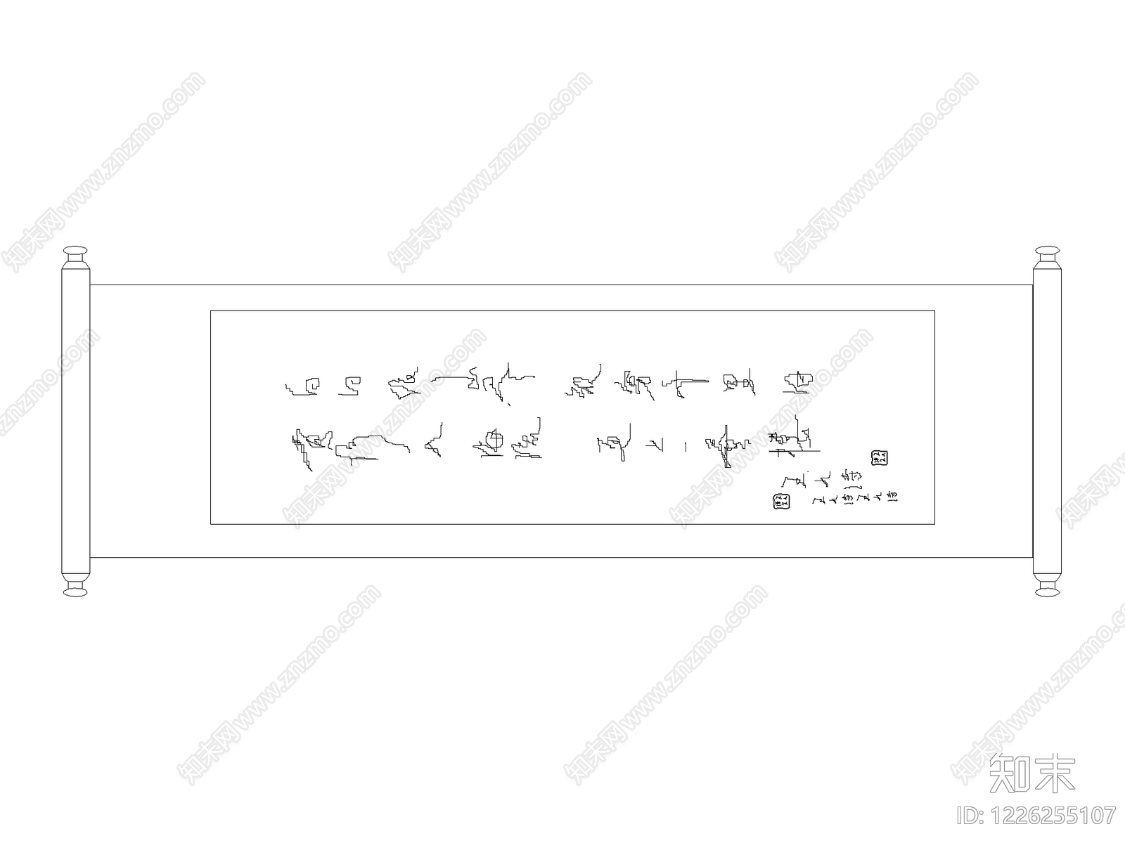 陈设类立面挂画cad施工图下载【ID:1226255107】