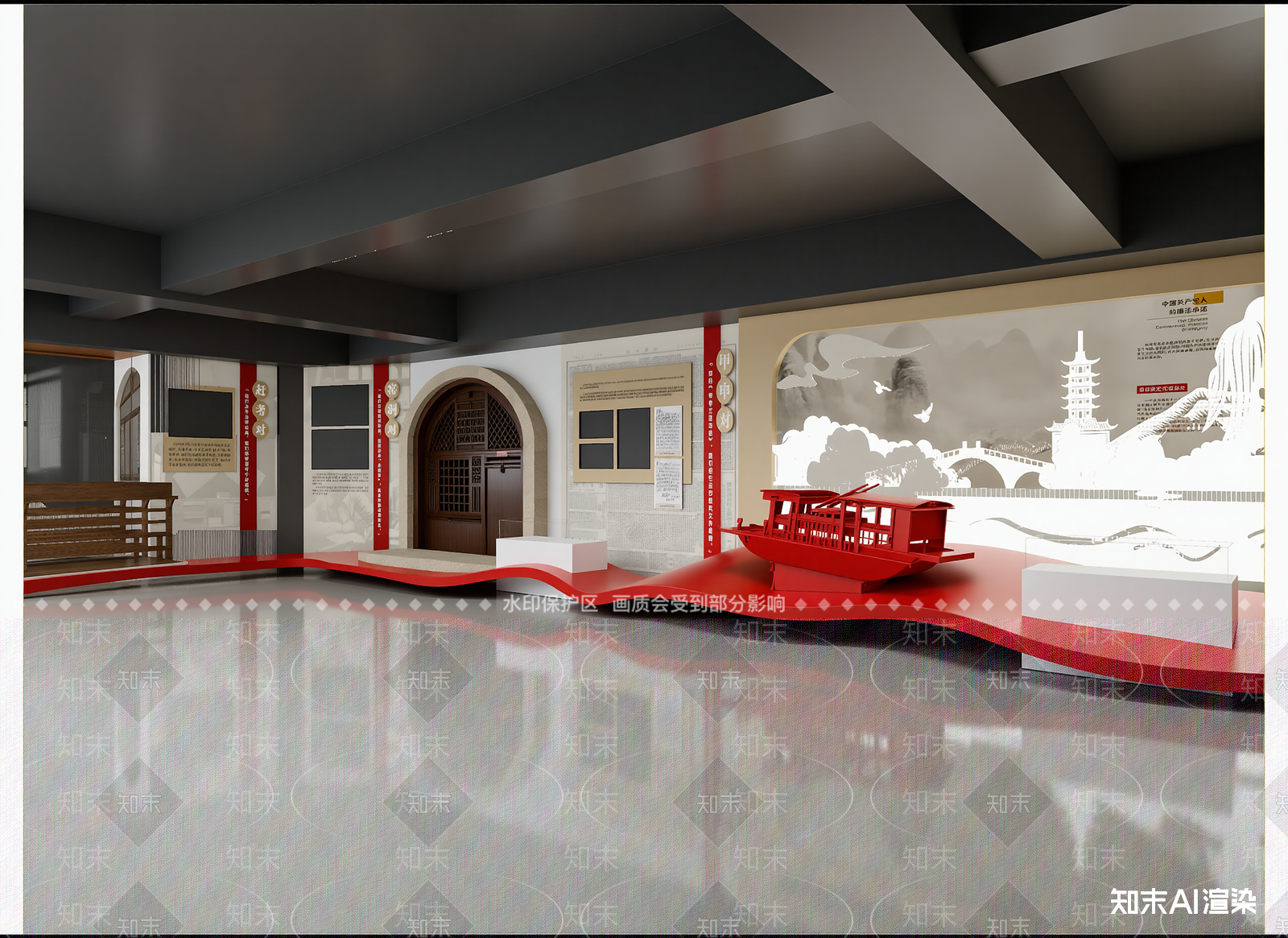 现代党建展厅3D模型下载【ID:1214712768】