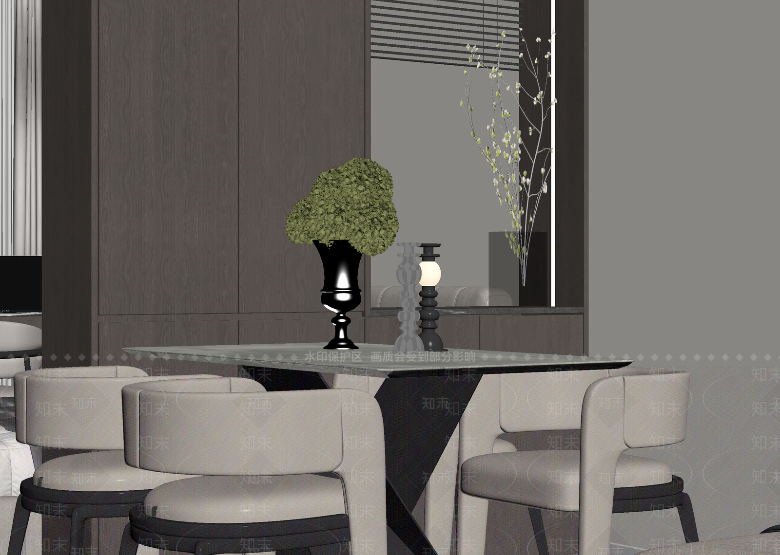 现代家居餐厅3D模型下载【ID:1215084985】