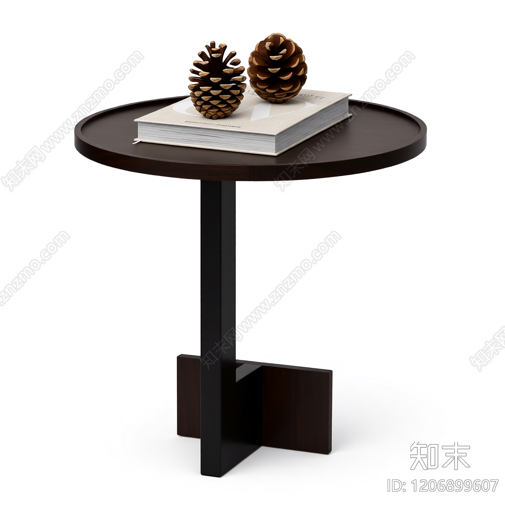 圆形边桌带装饰品3D模型下载【ID:1206899607】