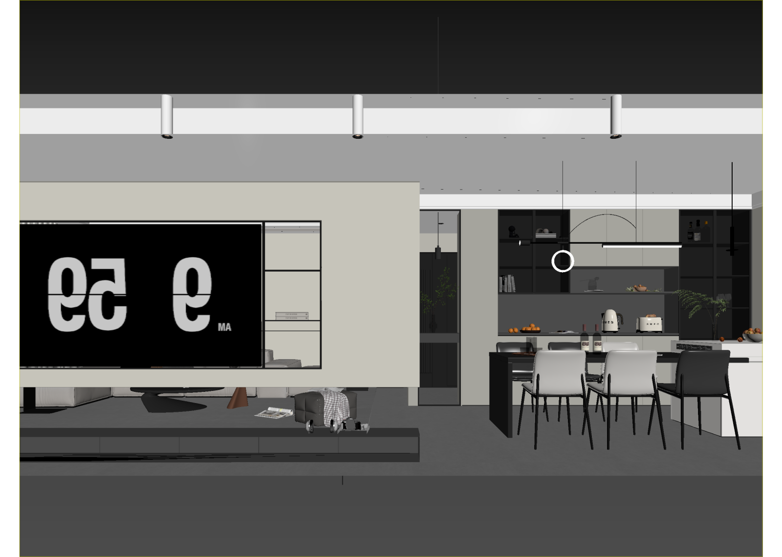 现代客餐厅3D模型下载【ID:1214637346】