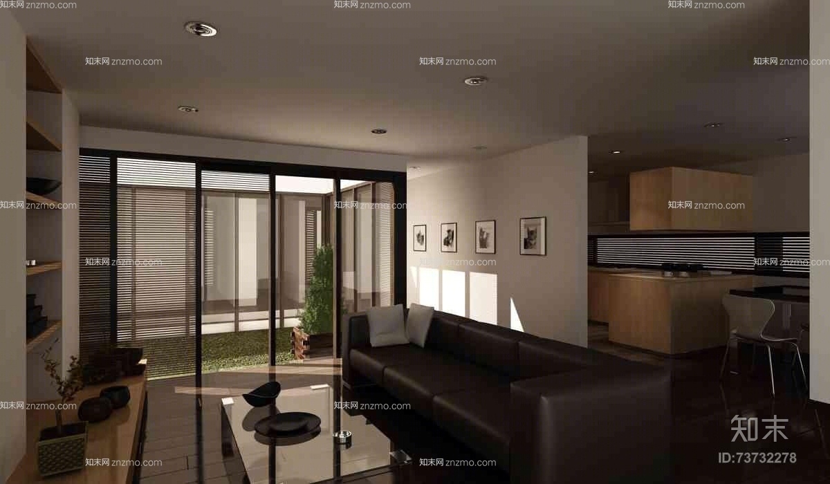 美式简约家居客厅3D模型下载【ID:73732278】