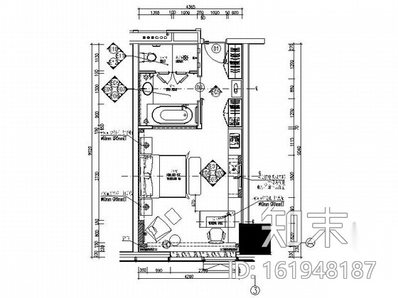 [河北]某五星级豪华酒店标准大床房室内装修施工图施工图下载【ID:161948187】