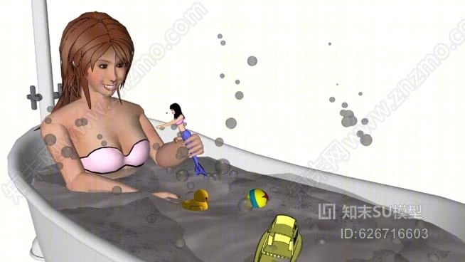 浴缸女郎SU模型下载【ID:626716603】