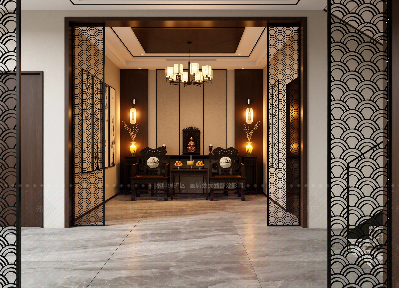 新中式佛堂3D模型下载【ID:1214989804】