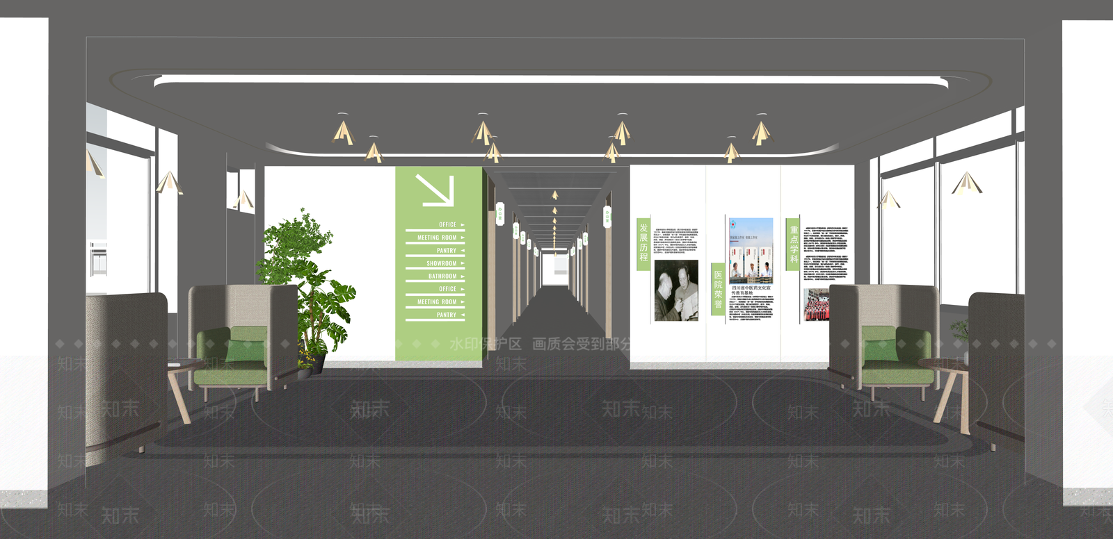 现代酒店走廊SU模型下载【ID:1215212180】