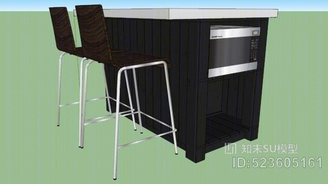 定制厨房岛与混凝土台面SU模型下载【ID:523605161】
