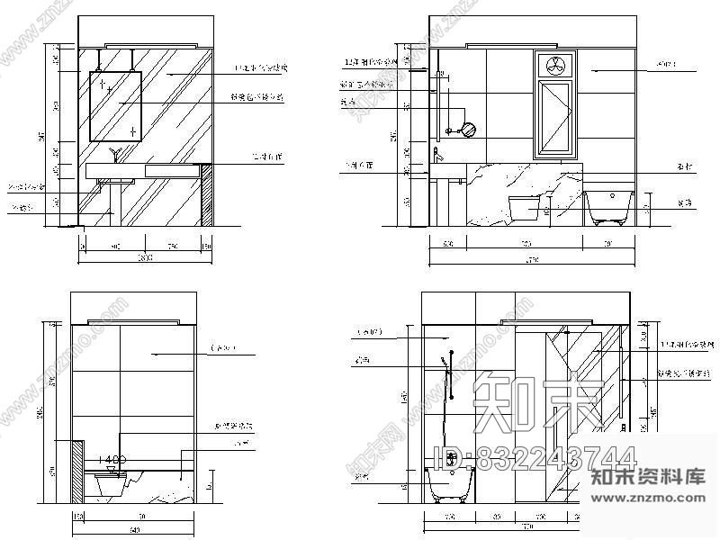 图块/节点主卧卫生间立面装饰图cad施工图下载【ID:832243744】