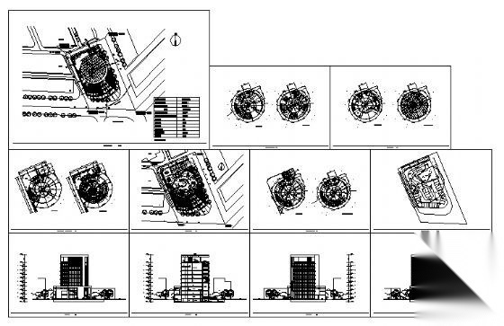 某九层文化会所建筑方案图（圆形平面）cad施工图下载【ID:151654163】