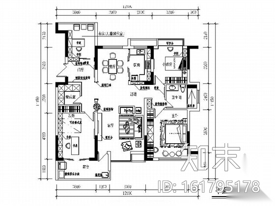 [绍兴]优质楼盘现代风格三居室装修图（含效果图）cad施工图下载【ID:161795178】