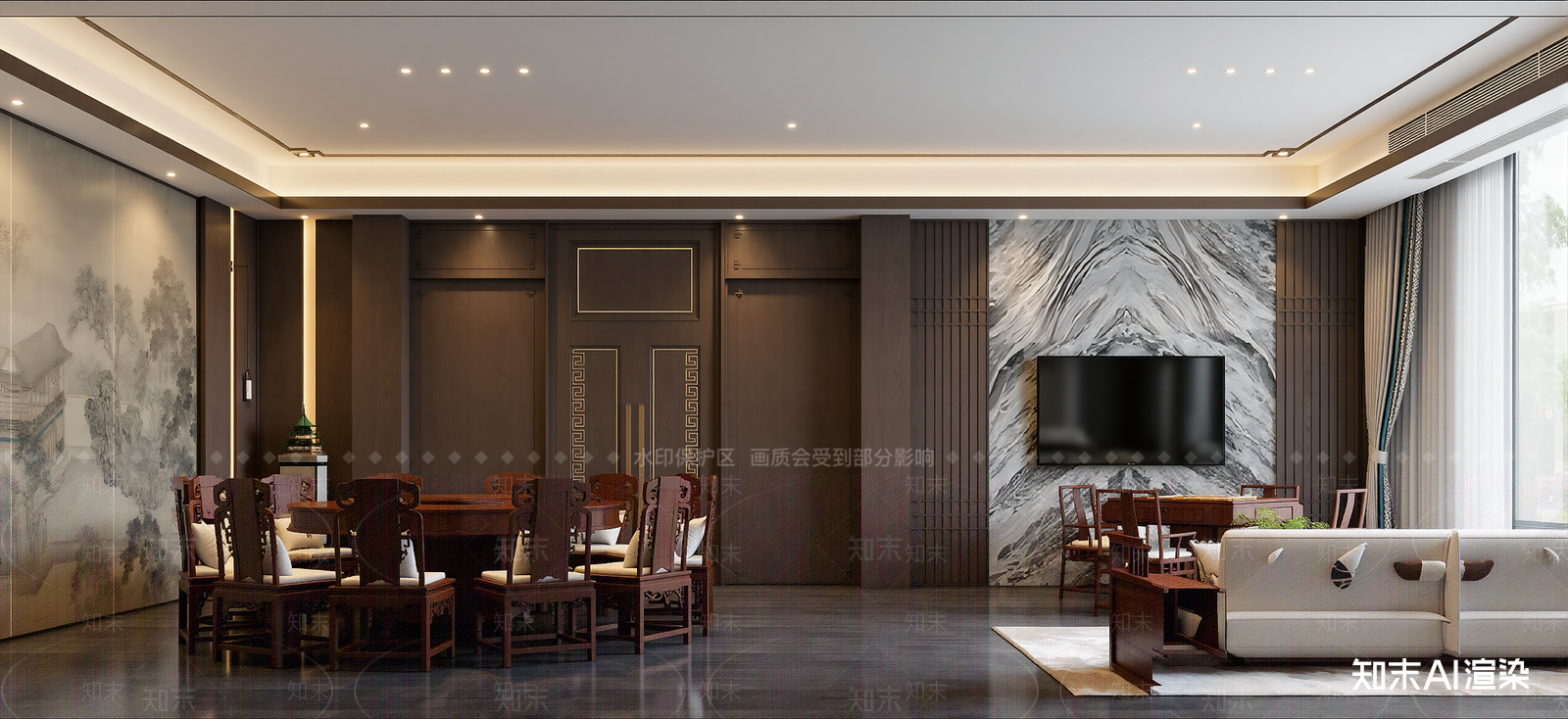 新中式客餐厅3D模型下载【ID:1221800591】