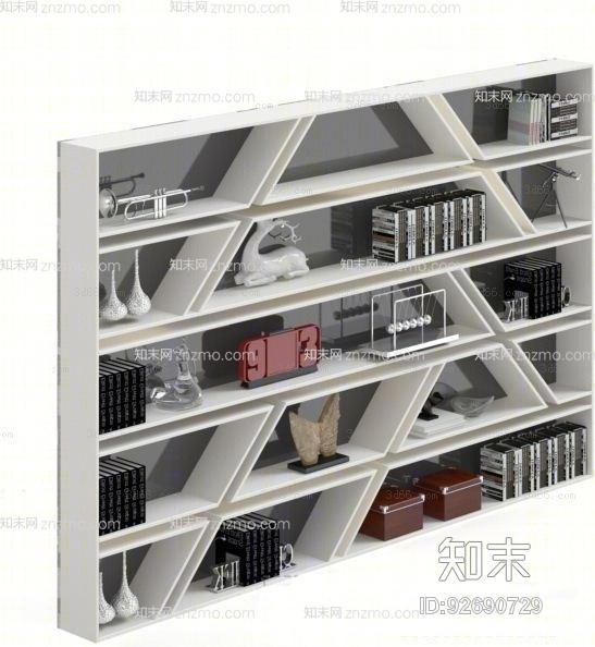 现代白色木艺装饰柜3D模型下载【ID:92690729】