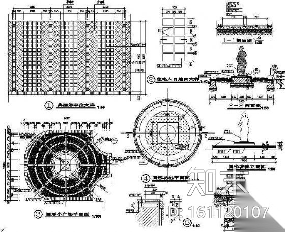 某小区组团六景观施工图cad施工图下载【ID:161120107】