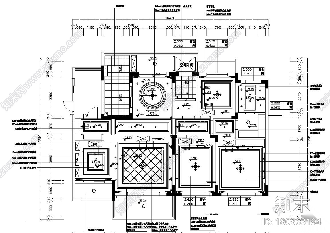 欧式风格4室2厅2卫住宅装修施工图+效果图cad施工图下载【ID:180363194】