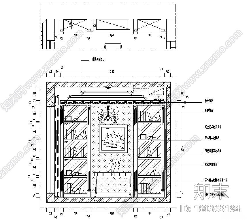 欧式风格4室2厅2卫住宅装修施工图+效果图cad施工图下载【ID:180363194】