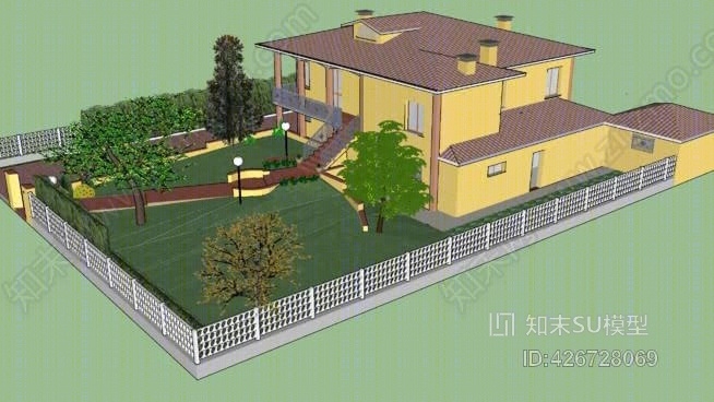 美丽的房子与花园monofamigliareSU模型下载【ID:426728069】