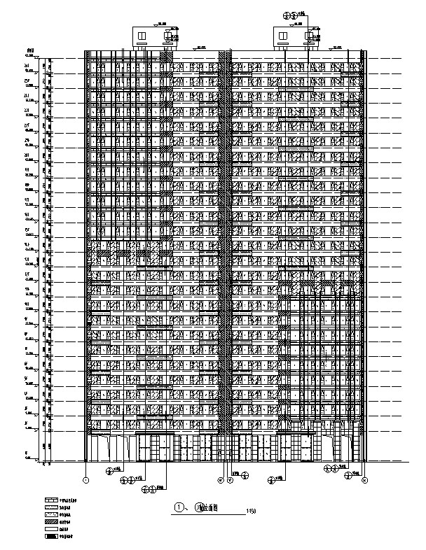 [河南]26层塔式住宅建筑施工图(16年全专业图纸）cad施工图下载【ID:166830193】