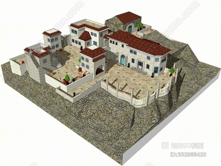 欧式乡村建筑SU模型下载【ID:332988420】