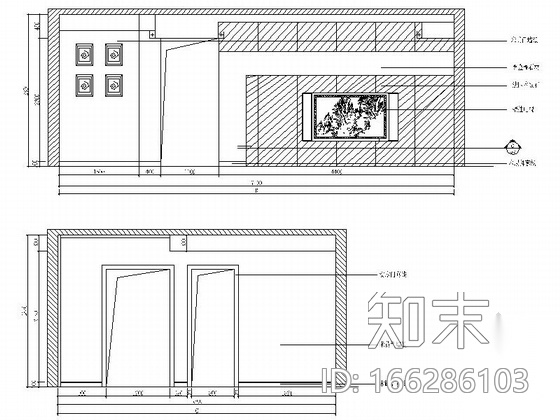 [四川]现代中式三居室装修CAD施工图（含效果）施工图下载【ID:166286103】