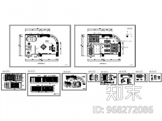 130平总裁办公室精装修图cad施工图下载【ID:968272086】