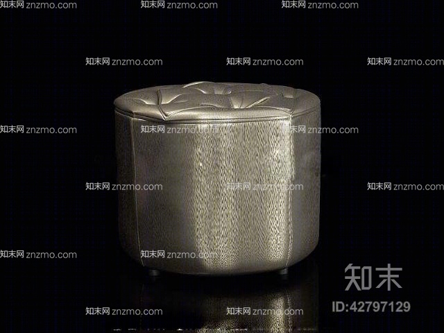 现代银色皮质沙发凳3D模型下载【ID:42797129】