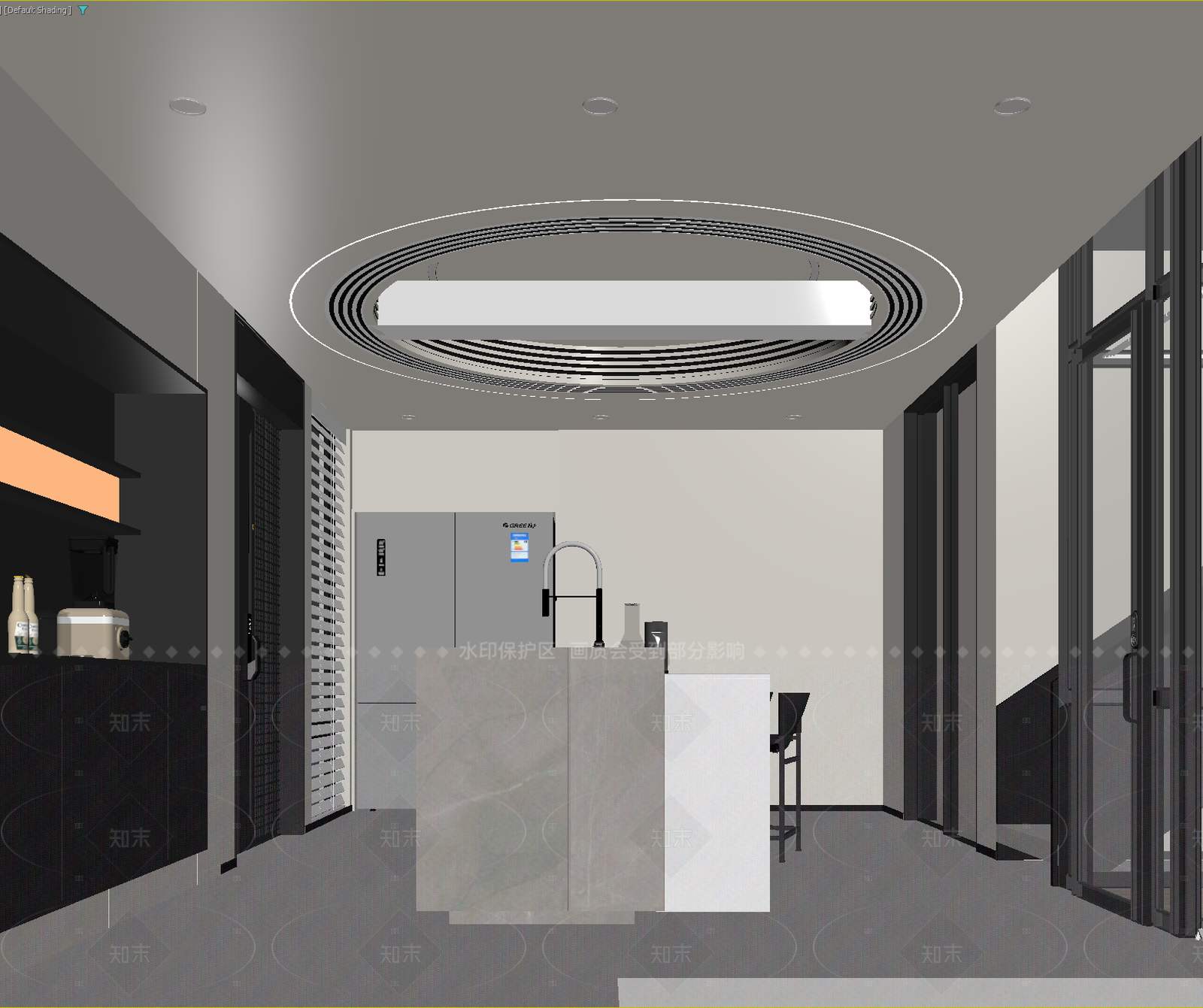 现代开放式厨房3D模型下载【ID:1214943686】