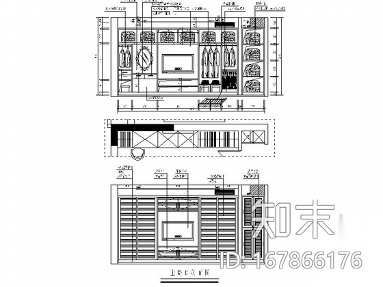 经典高档现代四居室样板房室内CAD装修图（含效果）cad施工图下载【ID:167866176】