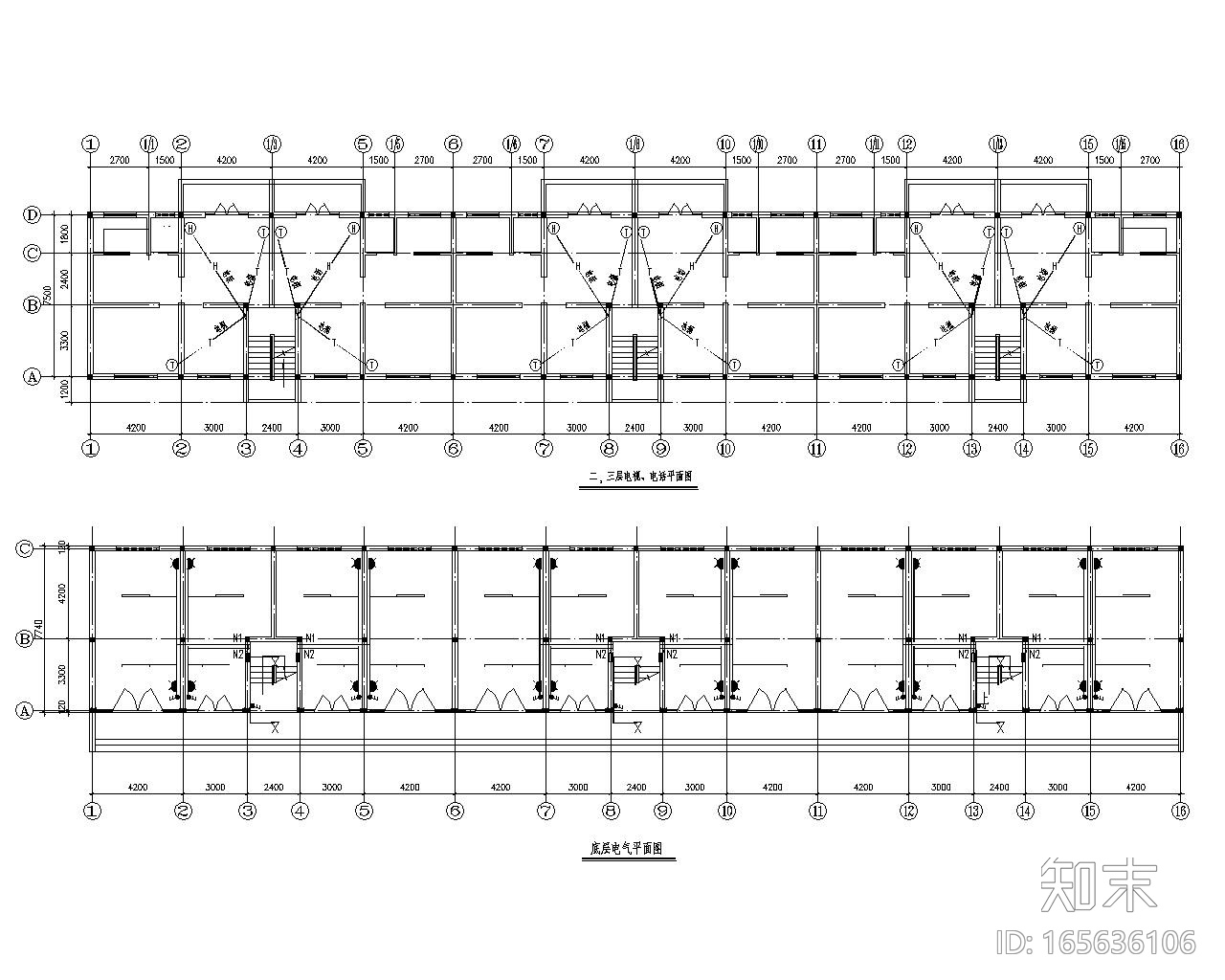 三层办公楼砖混结构施工图（含建筑、电气）施工图下载【ID:165636106】