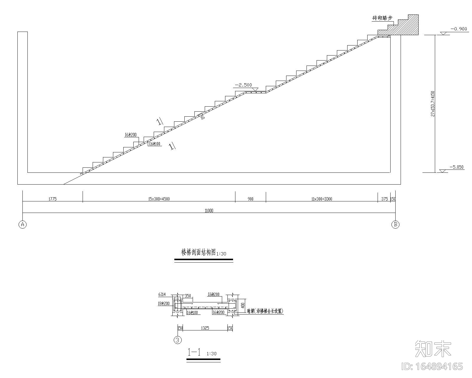 某消防水池结构施工图（CAD）施工图下载【ID:164894165】