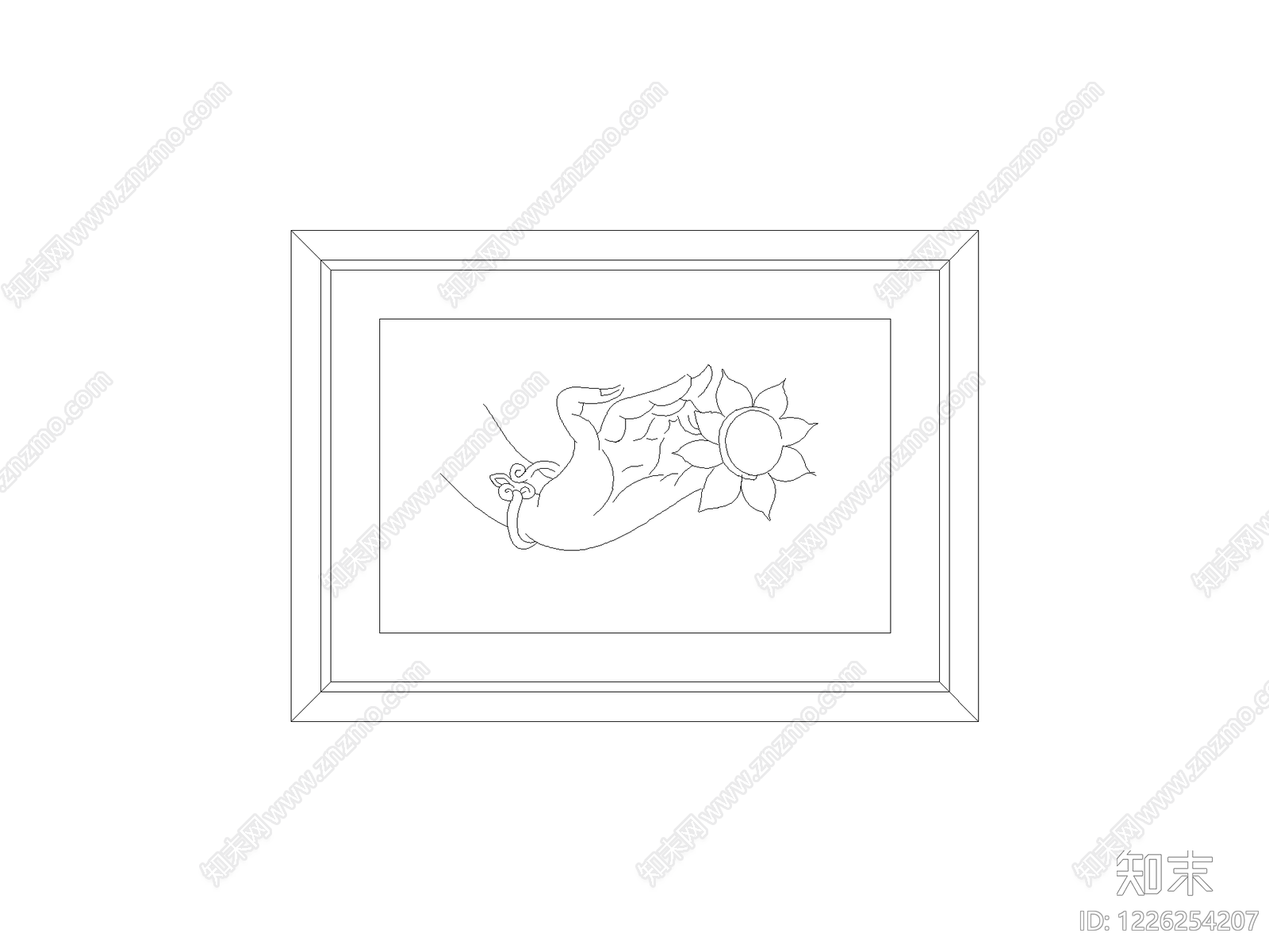 陈设类立面挂画cad施工图下载【ID:1226254207】