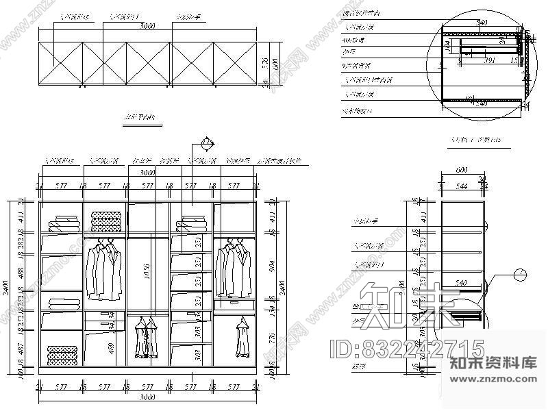 图块/节点主卧衣柜详图cad施工图下载【ID:832242715】