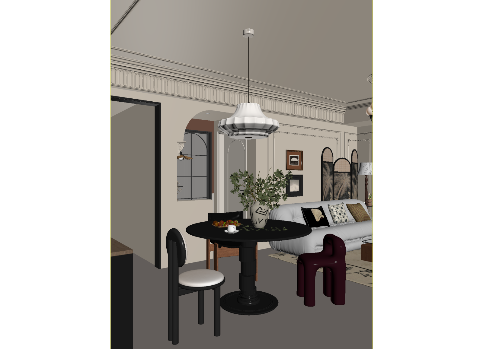 法式家居餐厅3D模型下载【ID:1214990487】