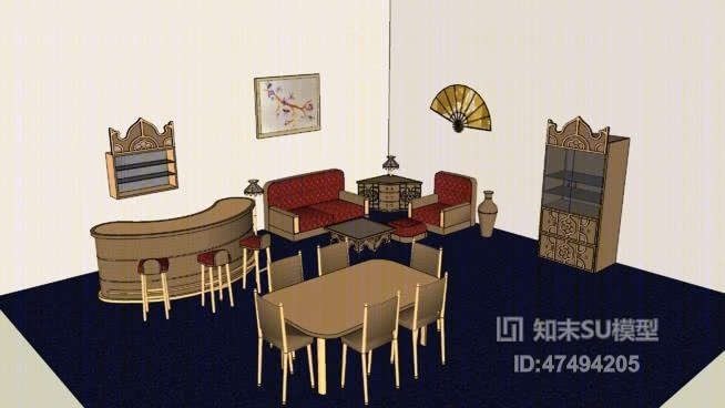 家居餐厅SU模型下载【ID:518062383】