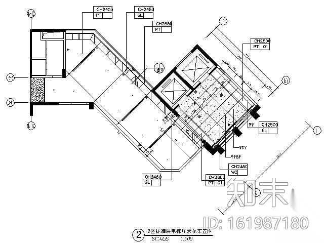 五星酒店标准层电梯厅施工图施工图下载【ID:161987180】