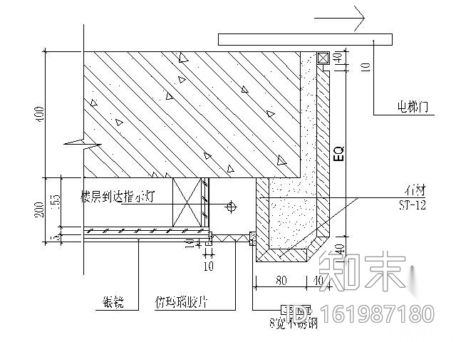 五星酒店标准层电梯厅施工图cad施工图下载【ID:161987180】