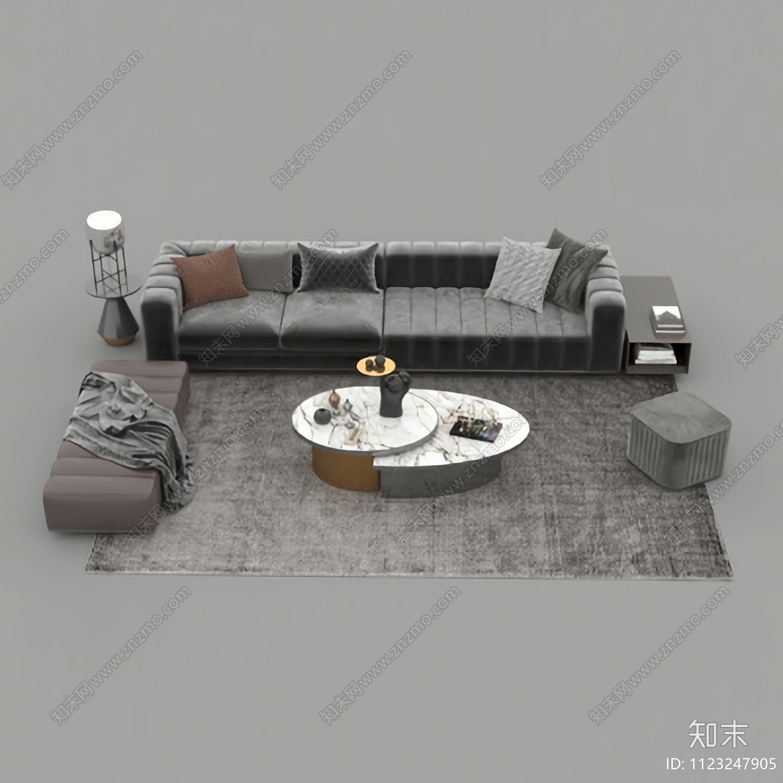 现代轻奢创意沙发组合免费3D模型下载【ID:1123247905】
