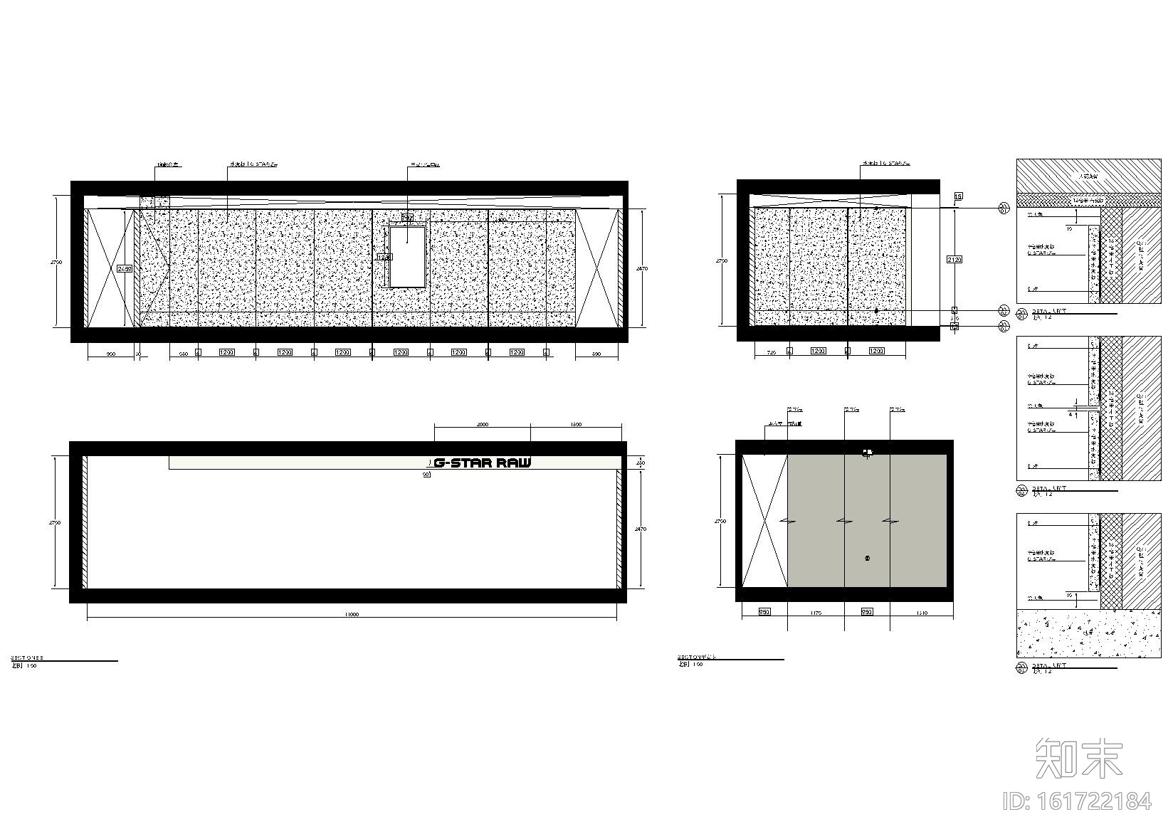 [浙江]G-STAR RAW杭州银泰百货店装饰施工图cad施工图下载【ID:161722184】