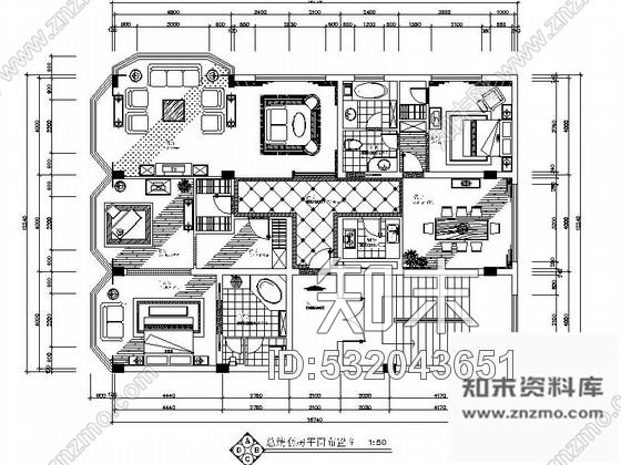 施工图某时尚田园总统套房装修施工图施工图下载【ID:532043651】