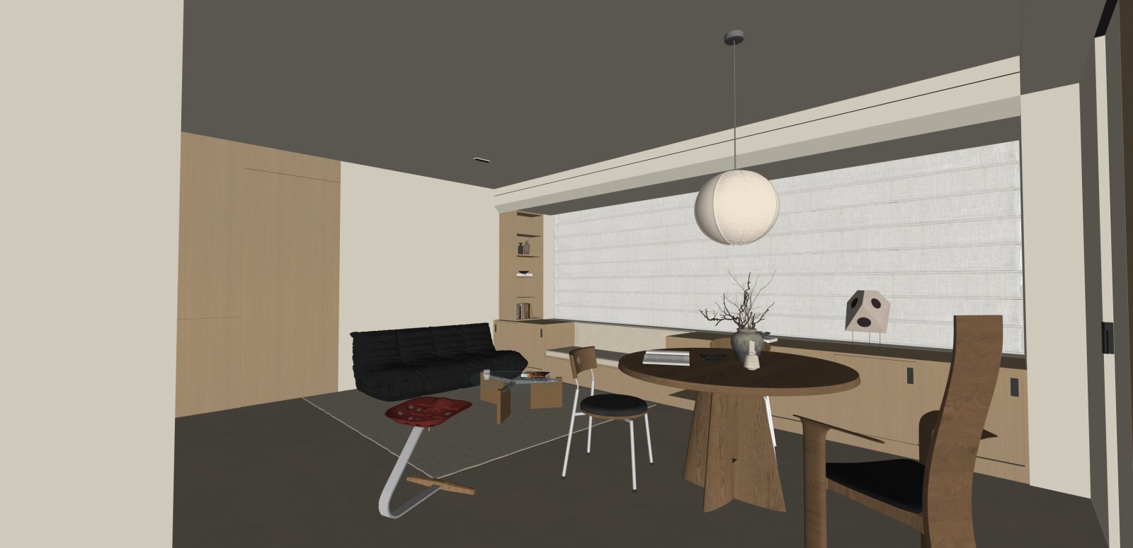 原木家居客厅SU模型下载【ID:1216049737】