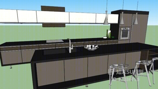 别墅开放厨房SU模型下载【ID:317910165】