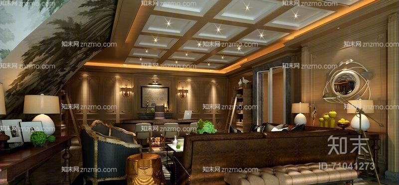经典欧式家居客厅3D模型下载【ID:71041273】