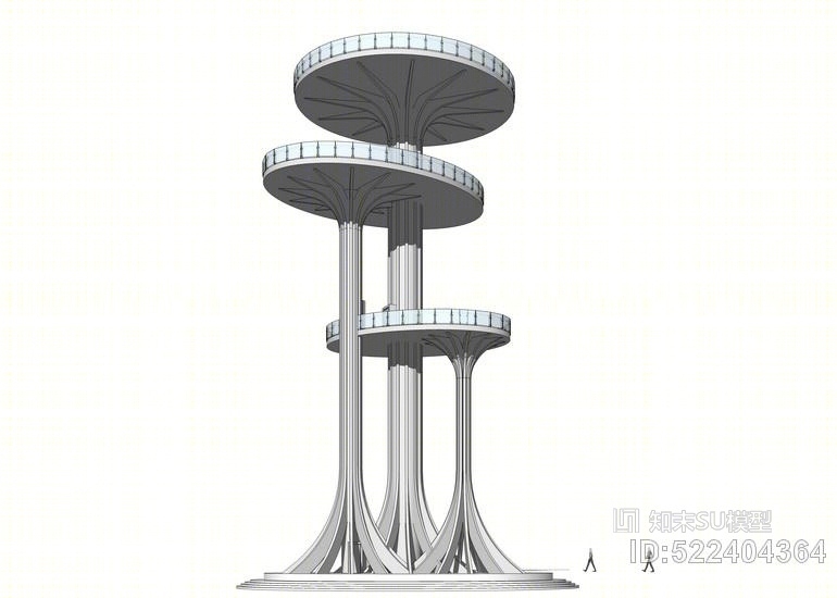 现代景观塔SU模型下载【ID:522404364】