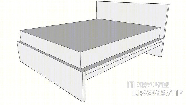 马尔姆床160X200白SU模型下载【ID:424755117】