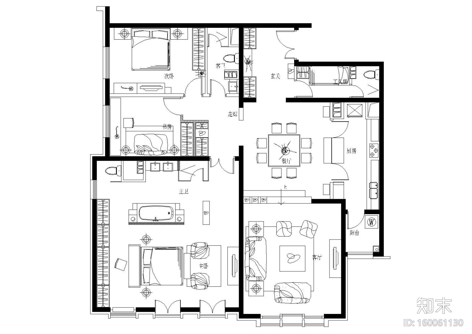 [北京]高文安_荣尊堡公寓A1型样板间施工图施工图下载【ID:160061130】